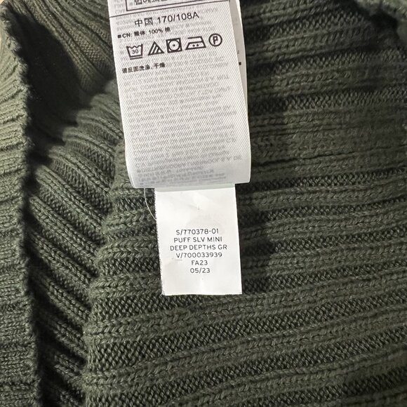 GAP Sweater Rib Knit Dress Size XL Puff Sleeve Mini Deep Depths Green 770378 - Picture 9 of 11